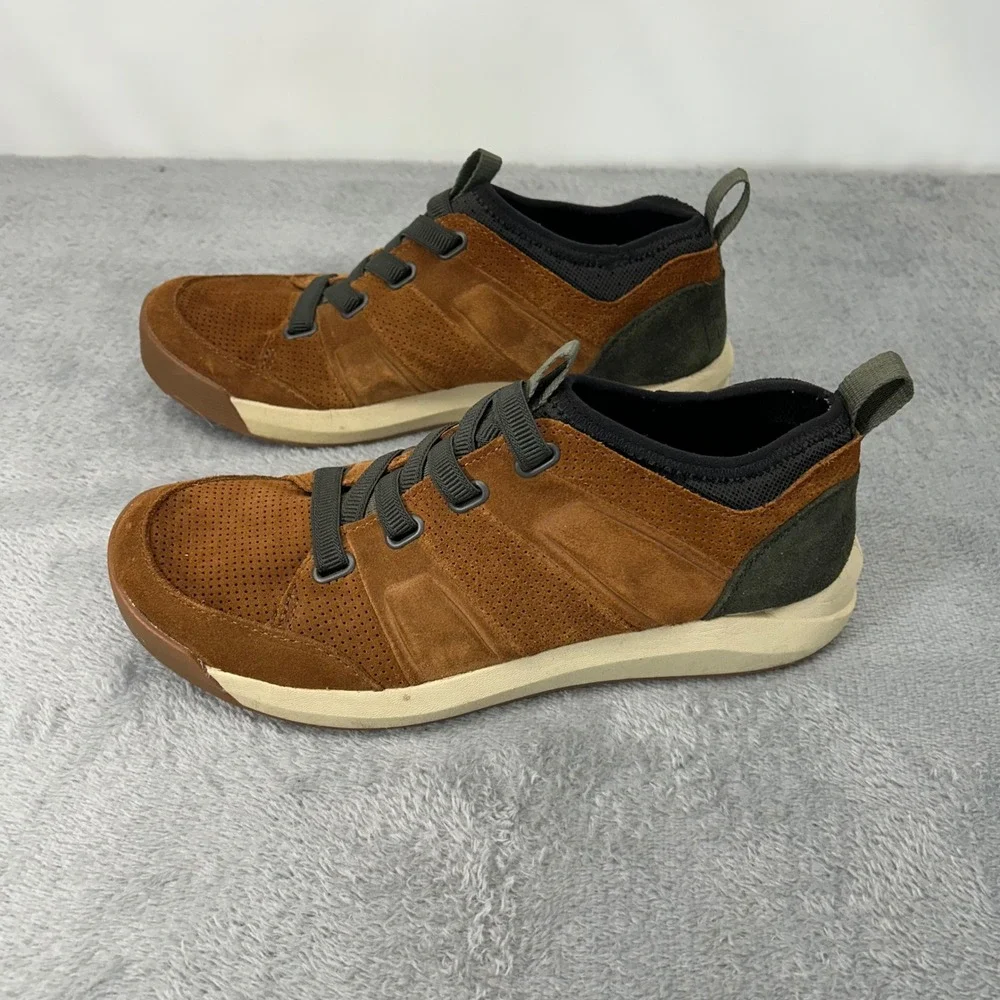 L.L. Bean Chestnut Suede Sneakers with Olive Details